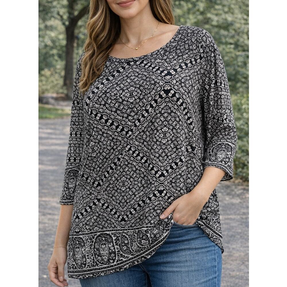 Lucky Brand 3X Boho Paisley Tunic Top NWT